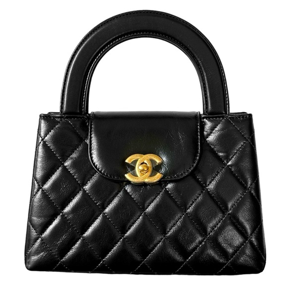 NEW CHANEL 24P BLACK LEATHER NANO KELLY MINI TOP HANDLE SHOPPING BAG - Picture 2 of 16